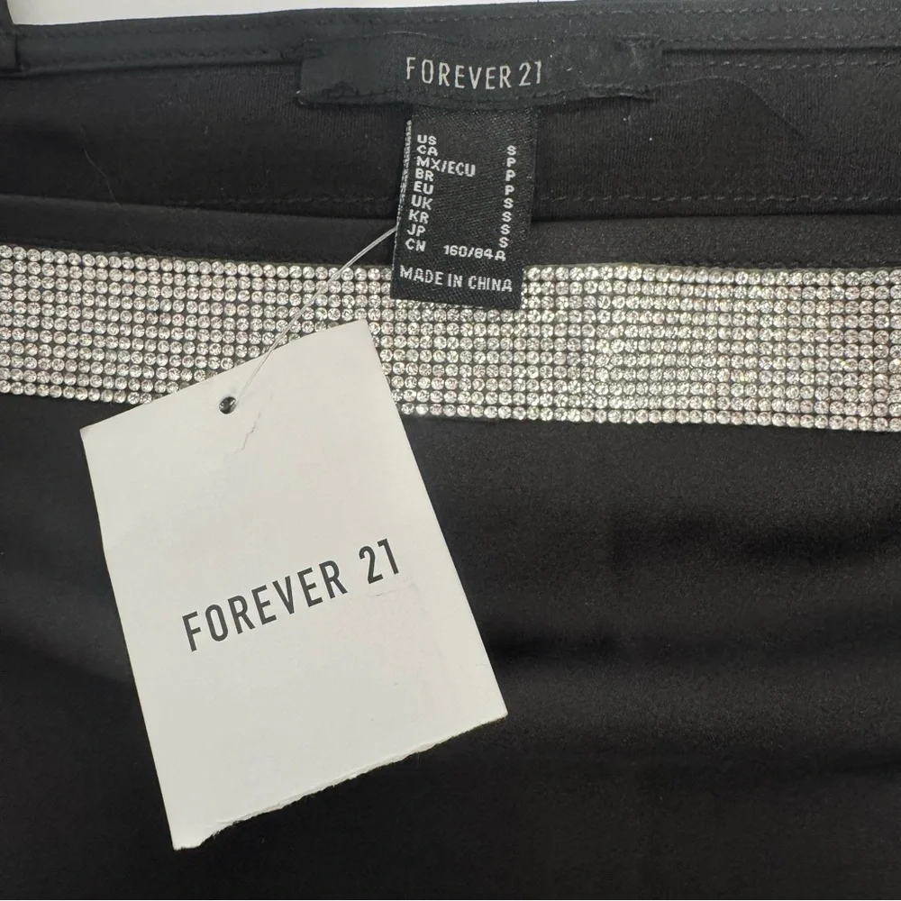 NWT Forever 21 black and rhinestone 2 piece cami and pants size S - Picture 7 of 16
